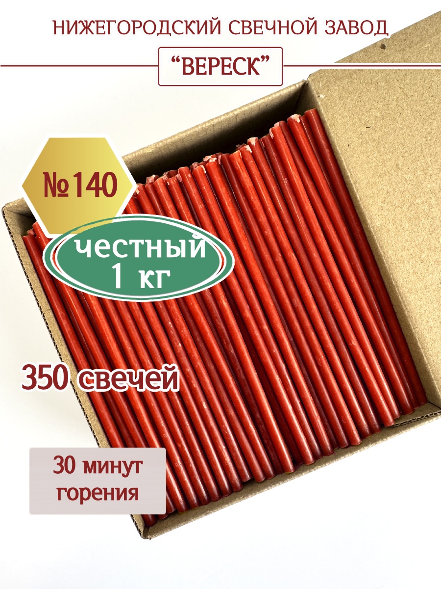 Восковые свечи Красные в коробке 1кг № 140
