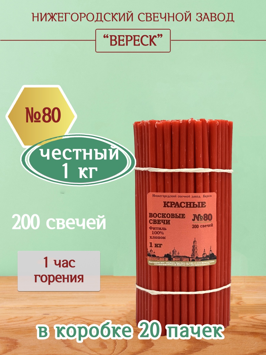 Восковые свечи КРАСНЫЕ пачка 1 кг № 80
