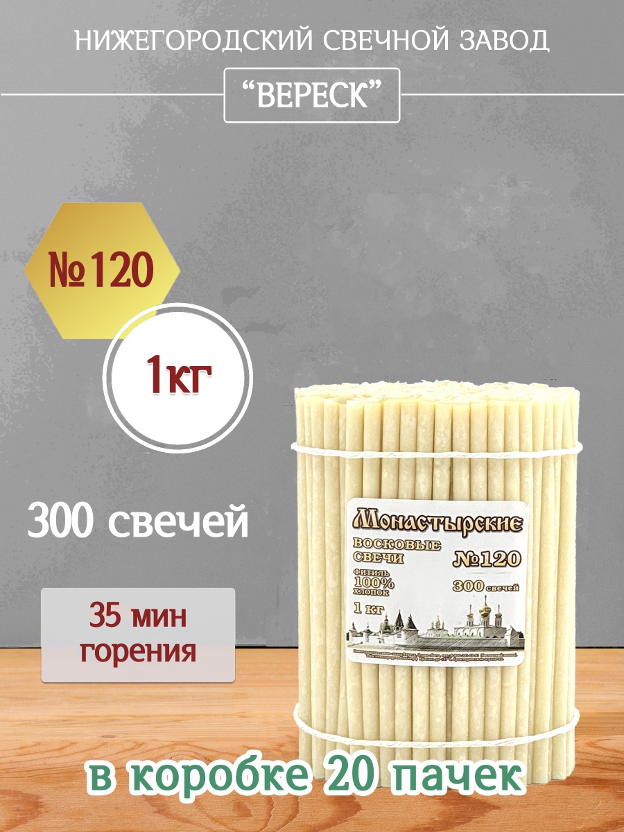 Восковые свечи БЕЛЫЕ № 120