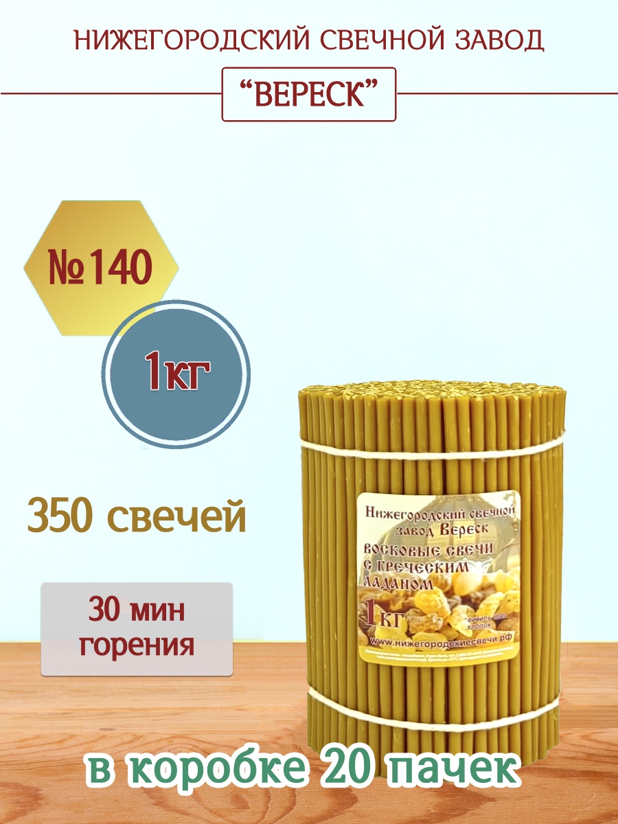 Восковые свечи с Греческим ладаном 1кг №140