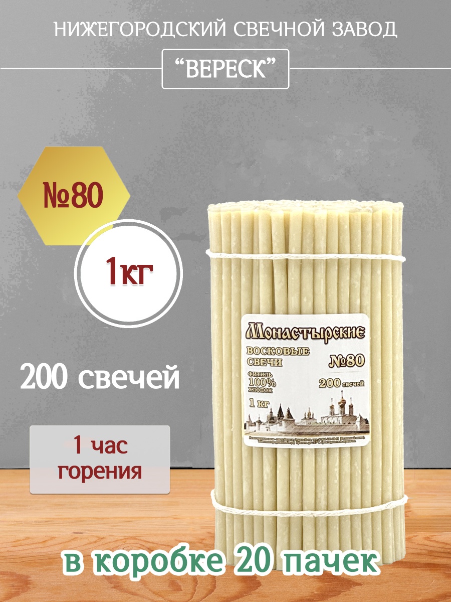 Восковые свечи БЕЛЫЕ № 80