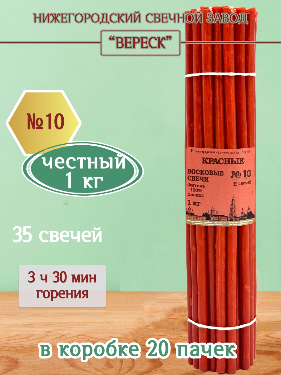 Восковые свечи КРАСНЫЕ пачка 1 кг № 10