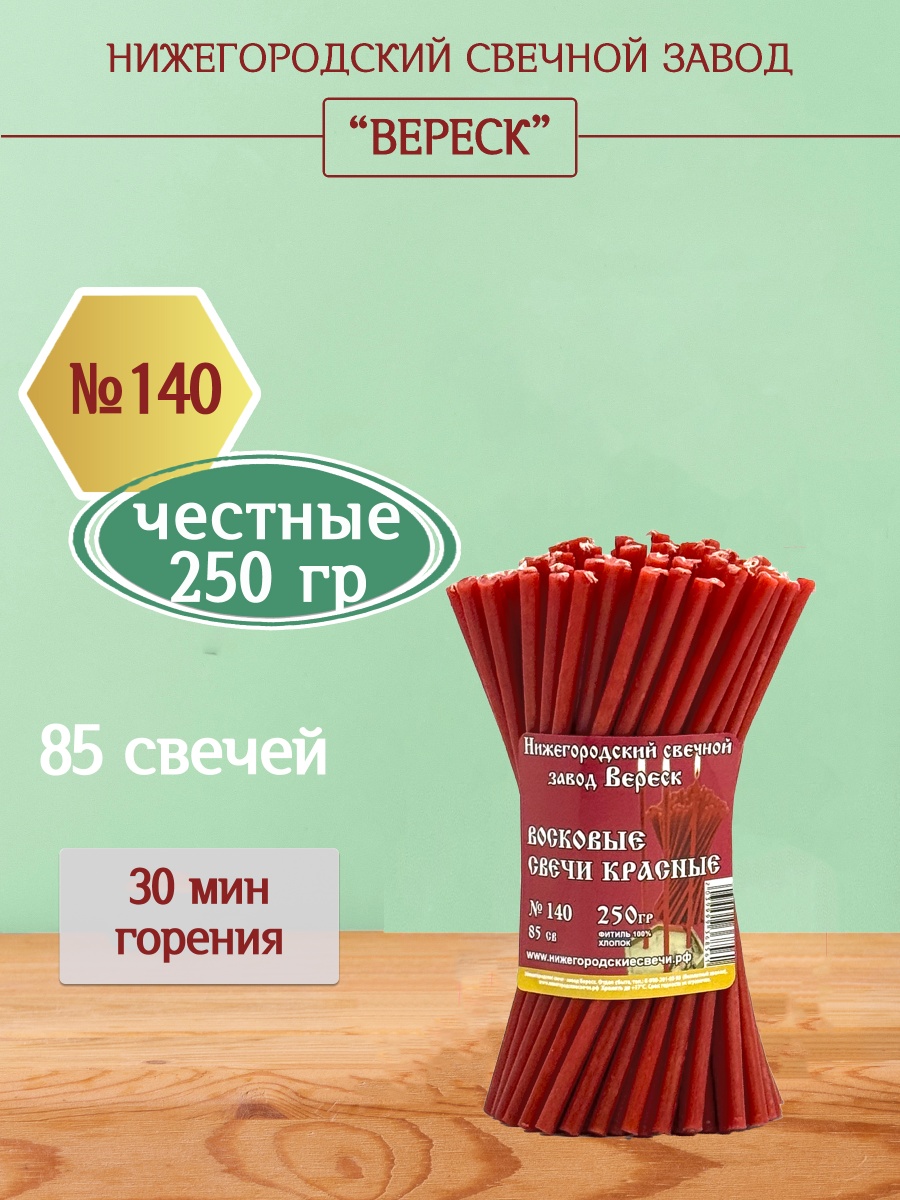 Восковые свечи Красные 85 шт. № 140, 250 гр.