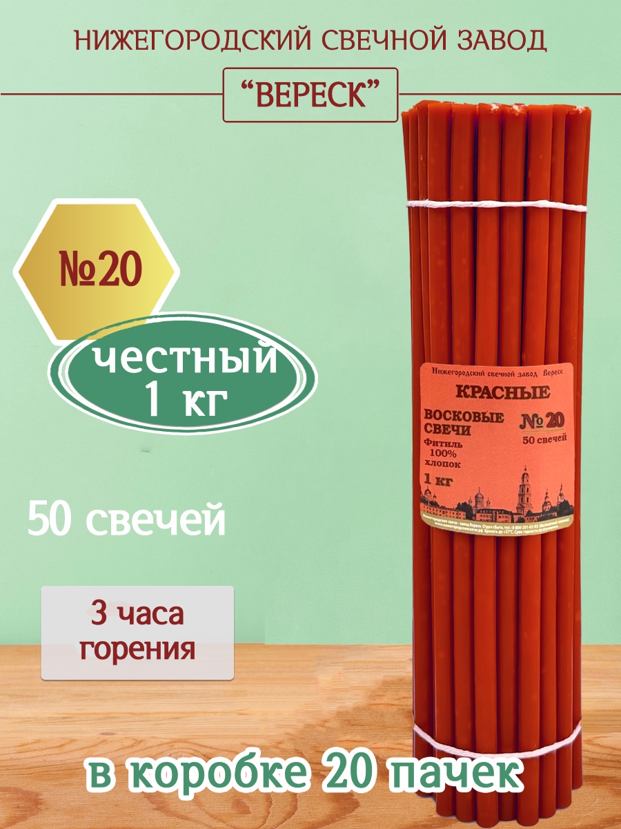 Восковые свечи КРАСНЫЕ пачка 1 кг № 20