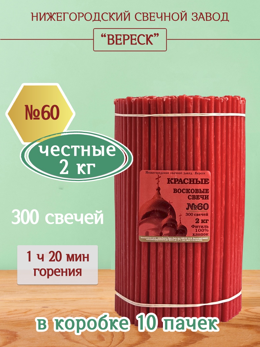 Восковые свечи КРАСНЫЕ пачка 2 кг № 60
