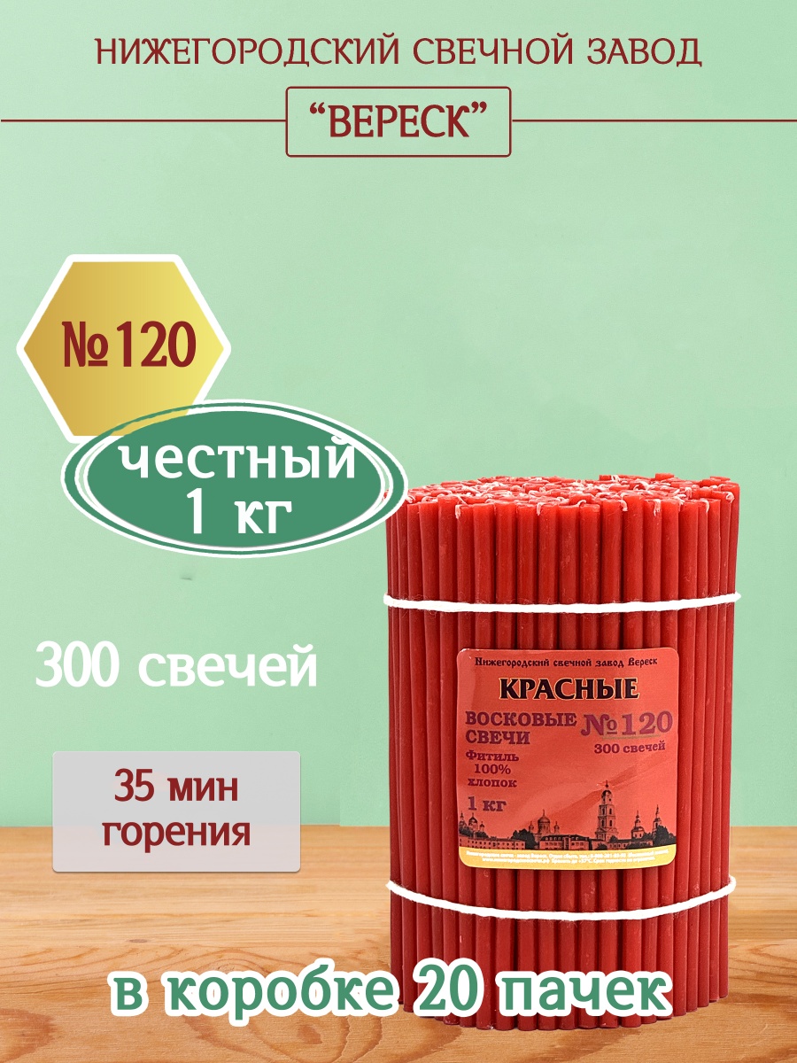 Восковые свечи КРАСНЫЕ пачка 1 кг № 120