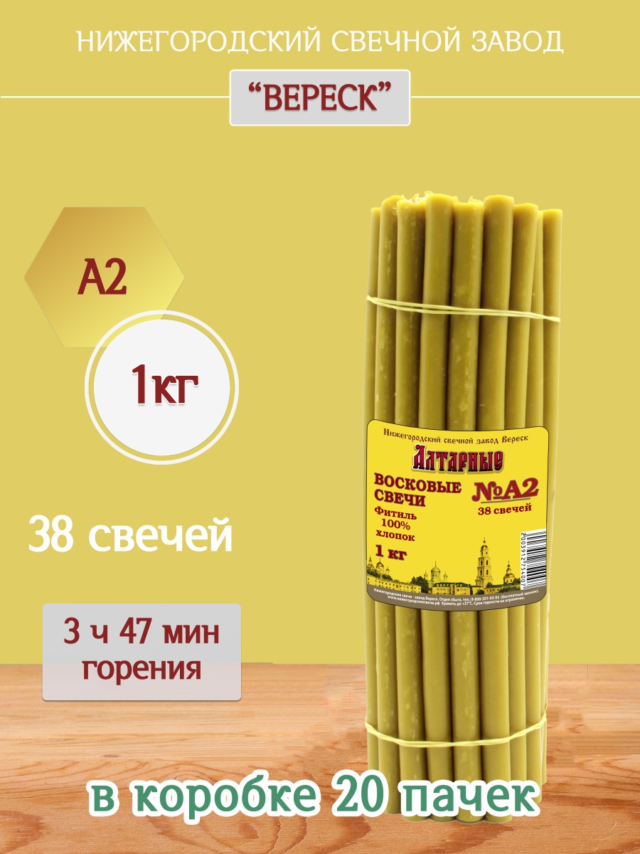 Алтарные восковые свечи пачка 1 кг А2