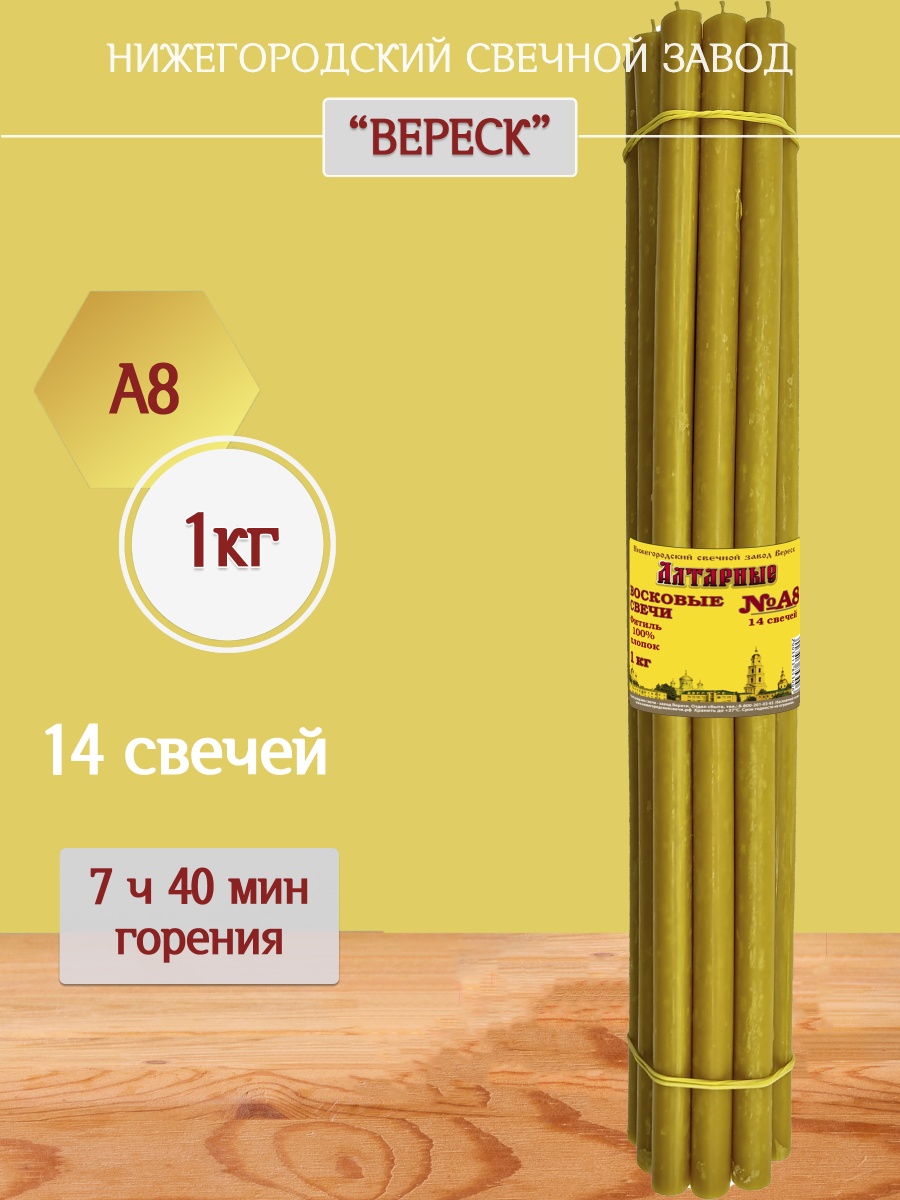 Алтарные восковые свечи пачка 1 кг А8