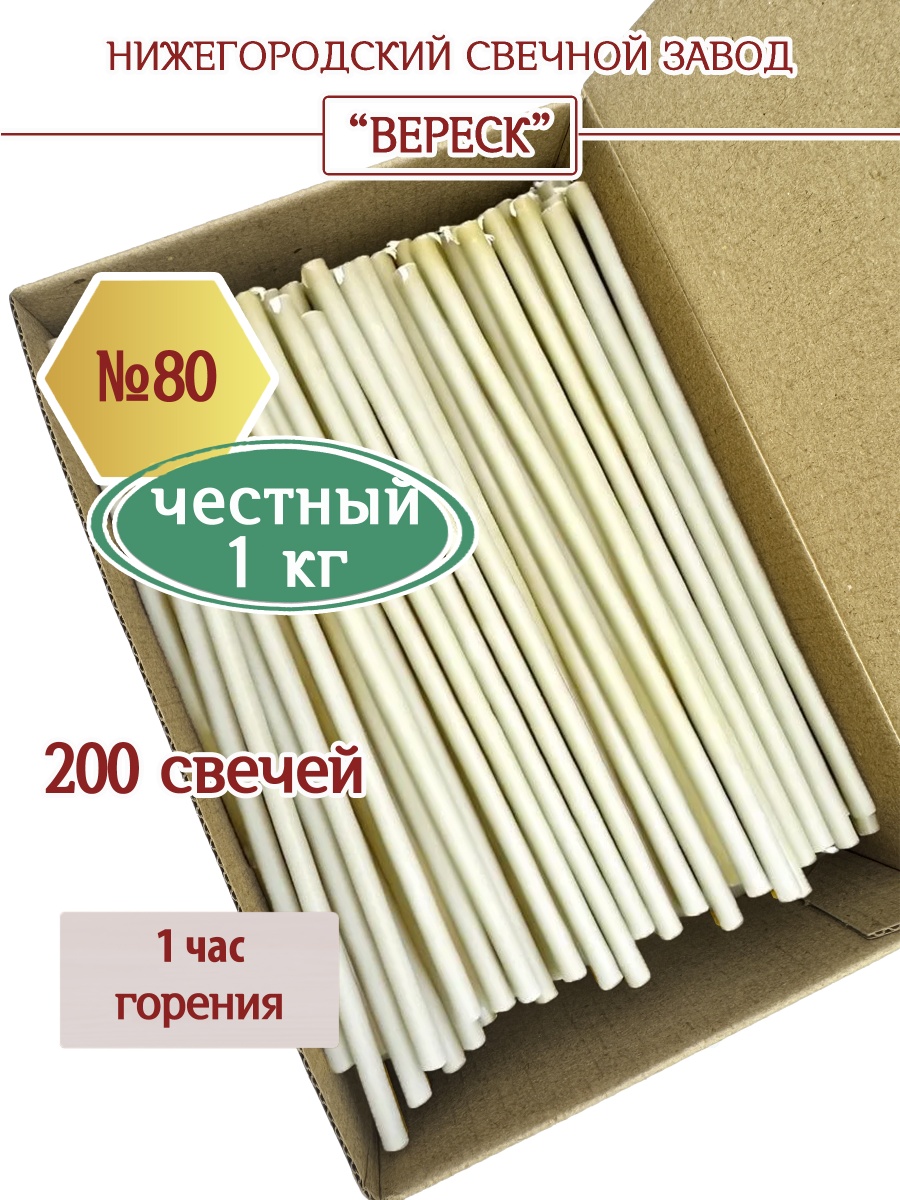 Восковые свечи Белые в коробке 1кг № 80