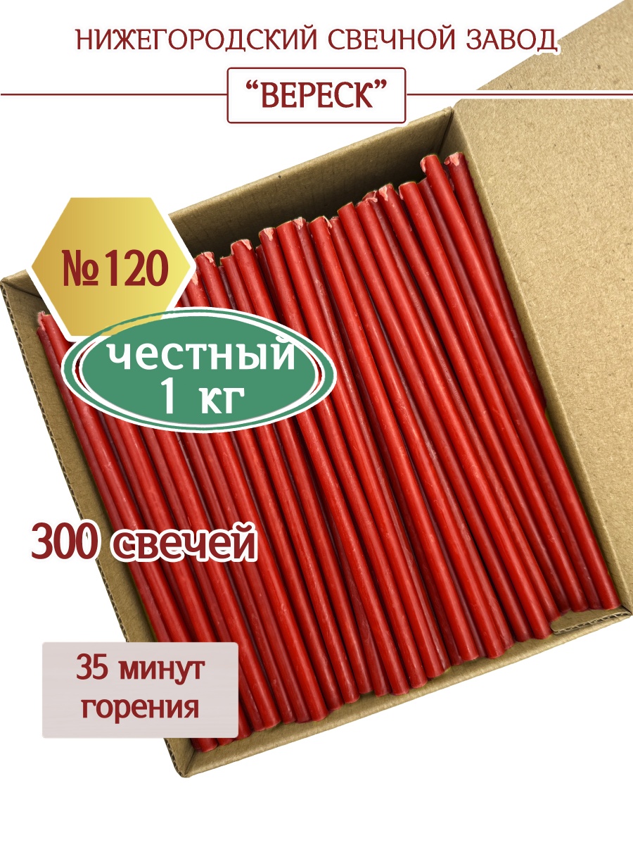 Восковые свечи Красные в коробке 1кг № 120