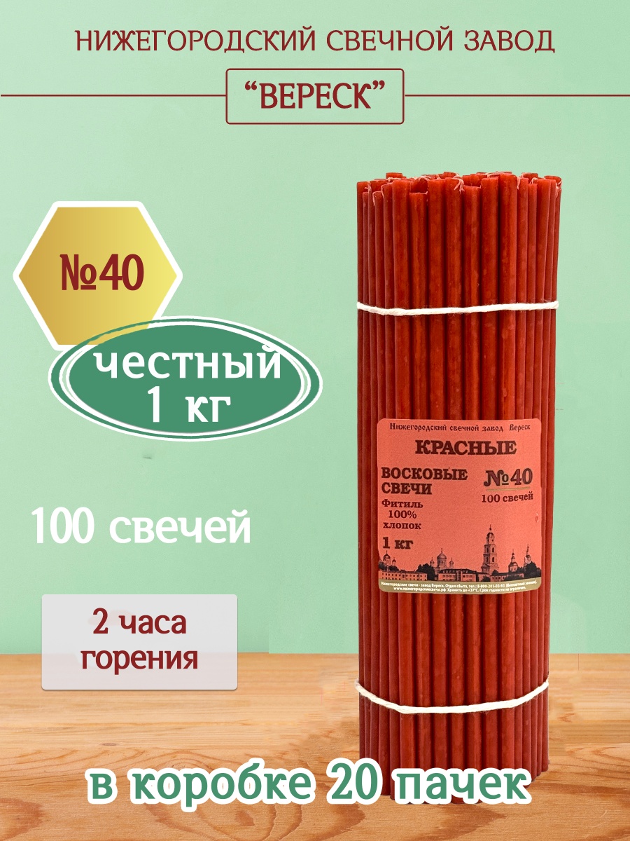 Восковые свечи КРАСНЫЕ пачка 1 кг № 40
