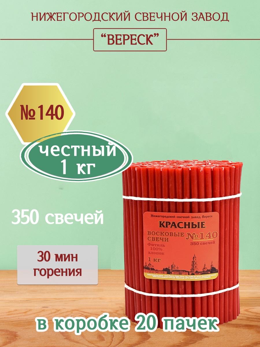 Восковые свечи КРАСНЫЕ пачка 1 кг № 140