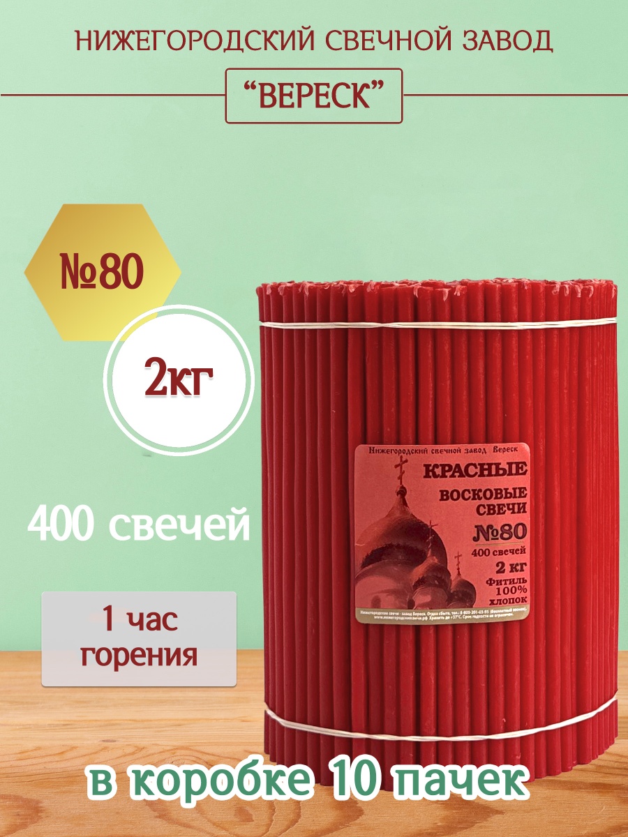 Восковые свечи КРАСНЫЕ пачка 2 кг № 80