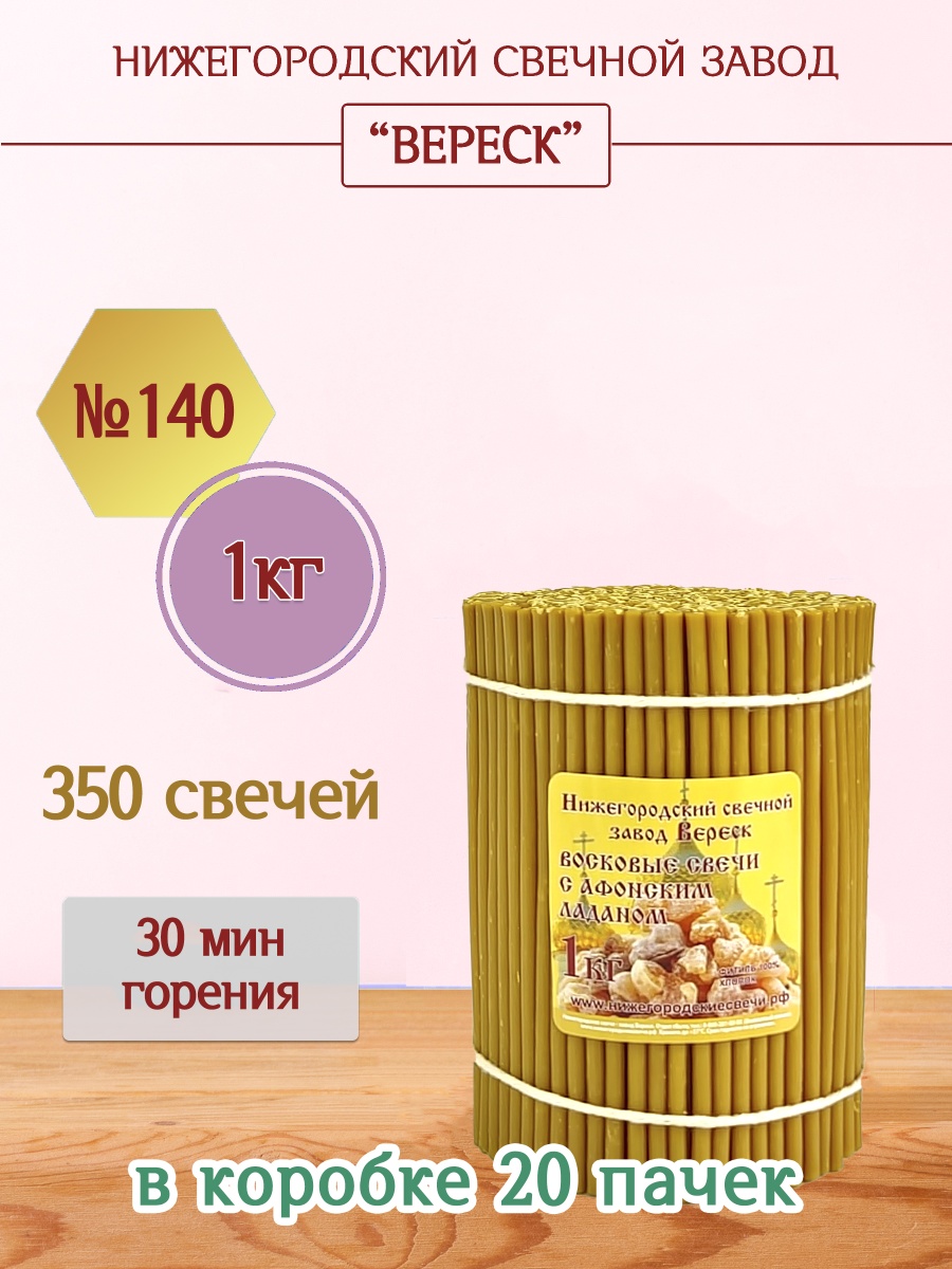 Восковые свечи с Афонским ладаном 1кг №140