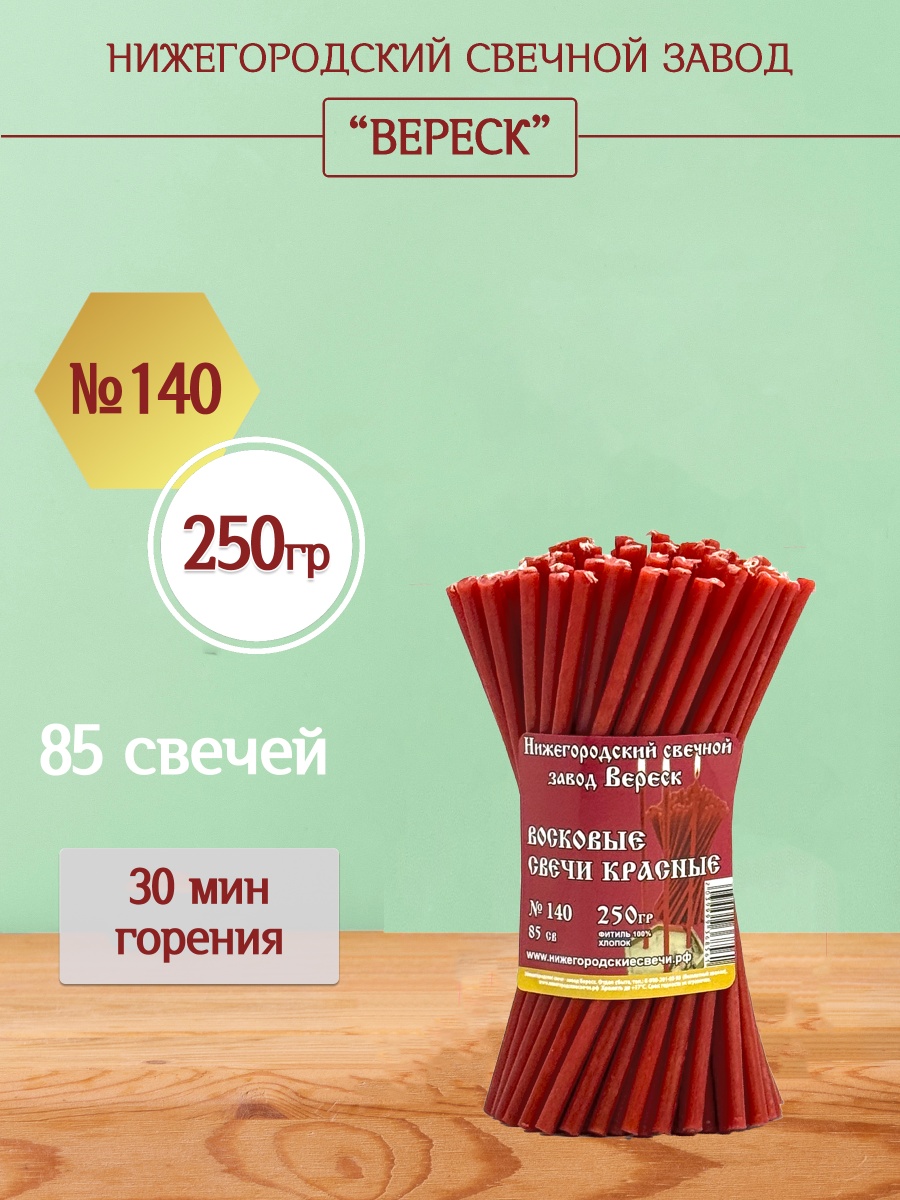 Восковые свечи Красные 85 шт. № 140, 250 гр.