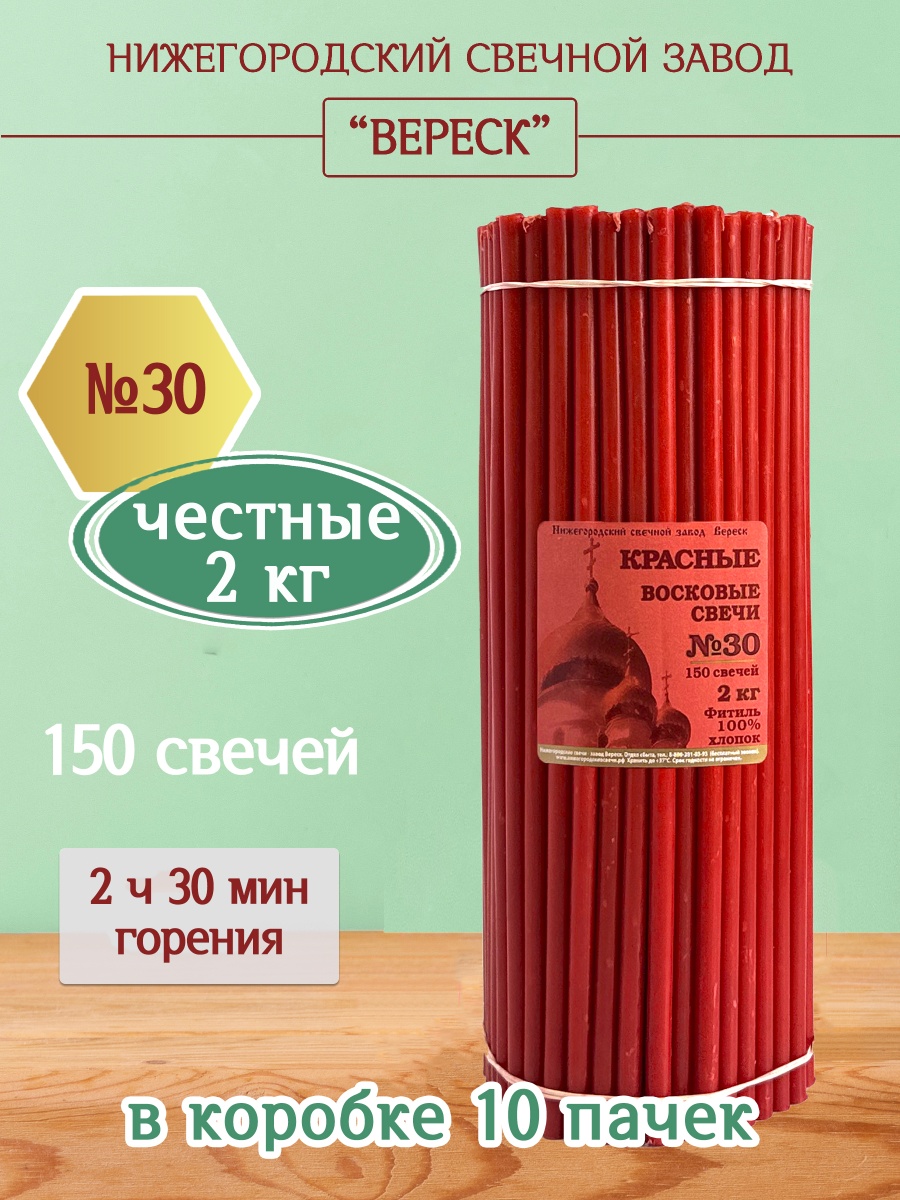 Восковые свечи КРАСНЫЕ пачка 2 кг № 30