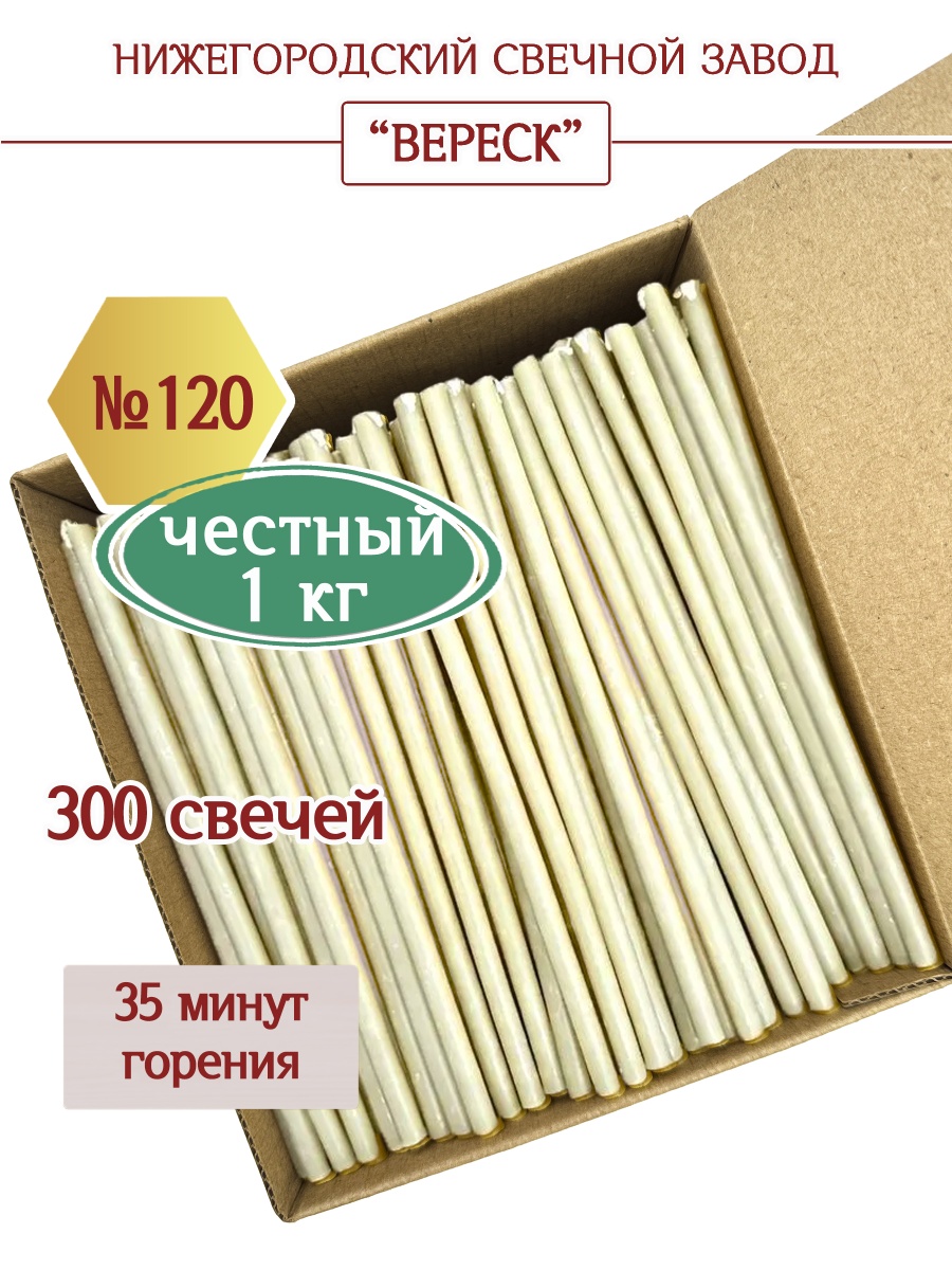 Восковые свечи Белые в коробке 1кг № 120