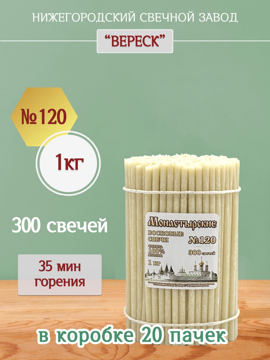 Восковые свечи БЕЛЫЕ № 120