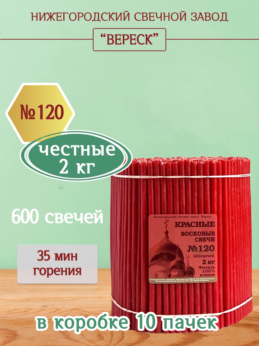 Восковые свечи КРАСНЫЕ пачка 2 кг № 120