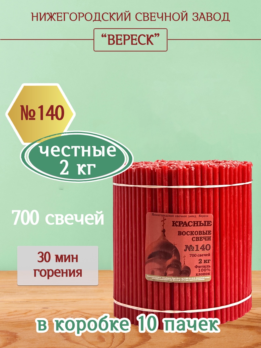Восковые свечи КРАСНЫЕ пачка 2 кг № 140