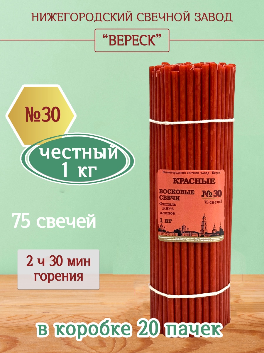 Восковые свечи КРАСНЫЕ пачка 1 кг № 30