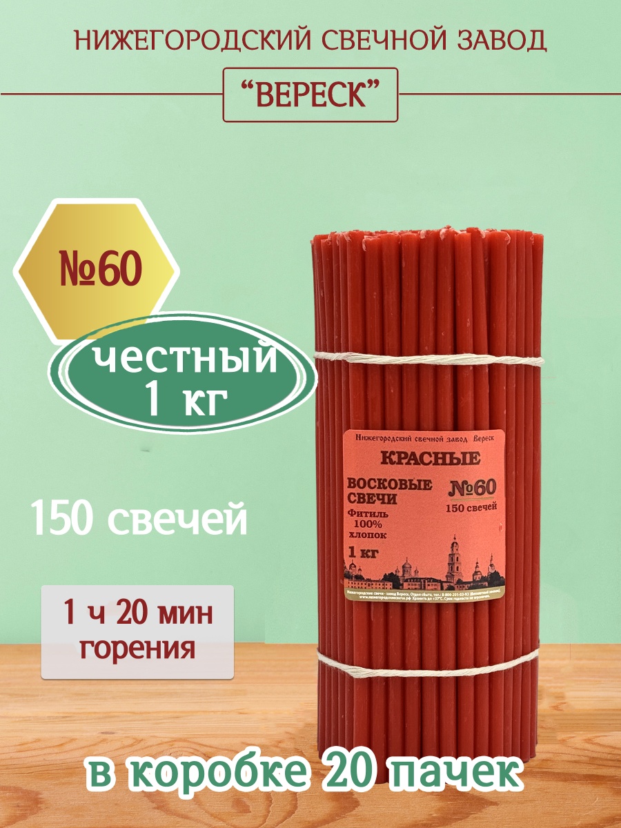 Восковые свечи КРАСНЫЕ пачка 1 кг № 60