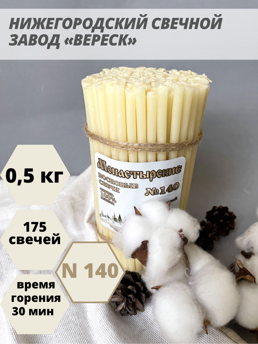 Восковые свечи Белые 175 шт. №140, 500 гр