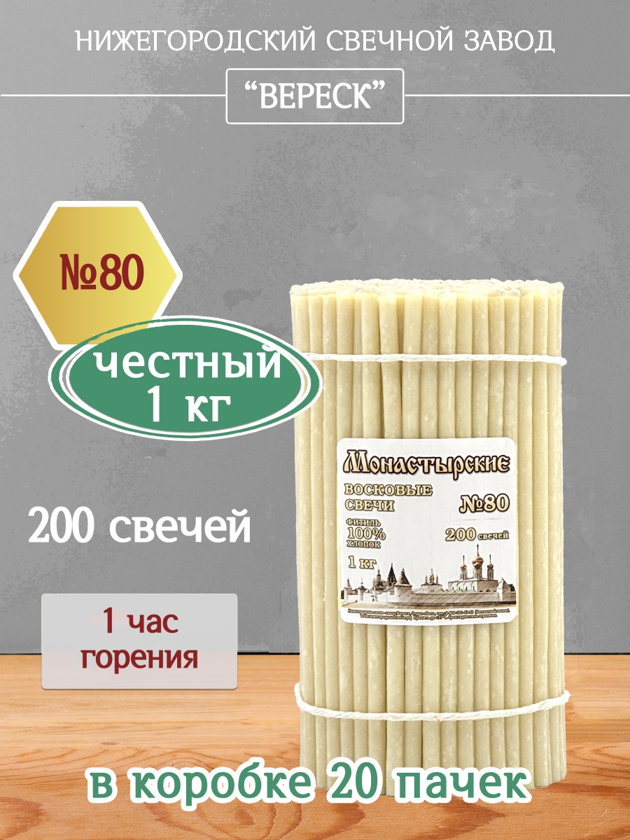 Восковые свечи БЕЛЫЕ № 80